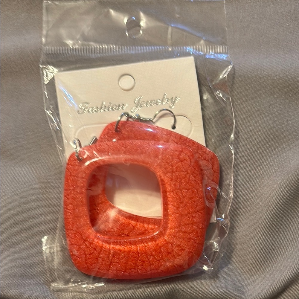 Fashion Jewelry Coral Square Earrings